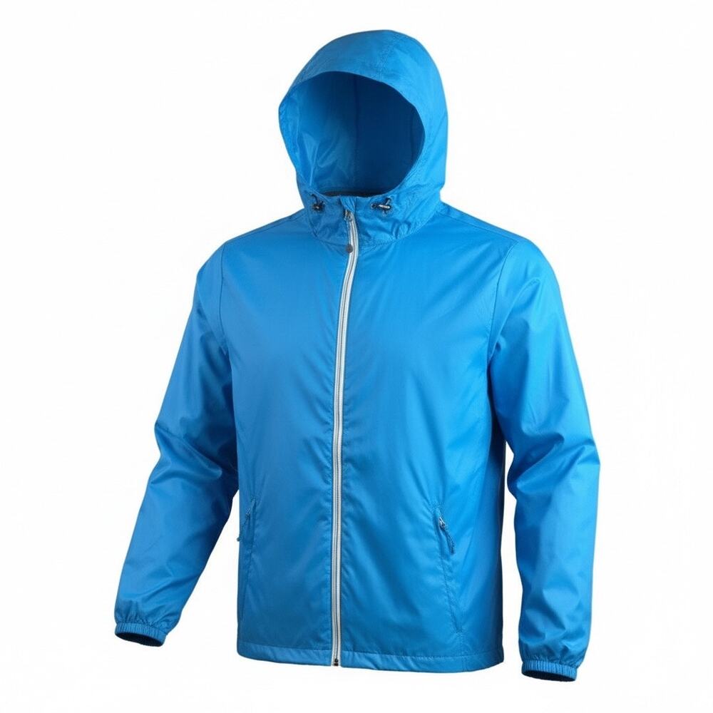 Eddie Bauer Blue Hooded Windbreaker‎ Jacket Men's XL Lightweight Full Zip